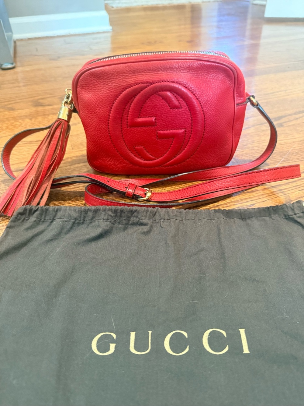 Gucci Red Soho Leather Crossbody with Tassel